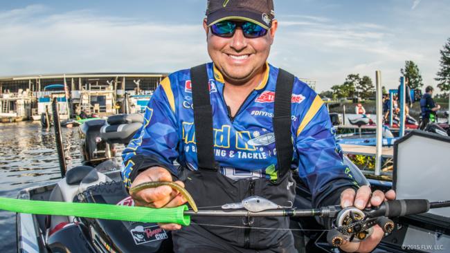 10. John Cox held steady in the AOY race with another top-10 finish - this time around he used a crankbait given to him by a friend, a baby bass-colored Senko and a Strike King Caffeine Shad. 