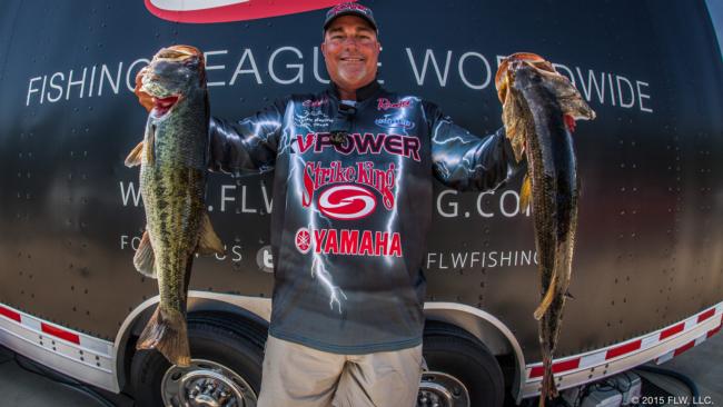 Texas pro Tim Reneau grabbed the lead on day two with the only 20-pound bag of the day and boasts a 35-8 total weight. 