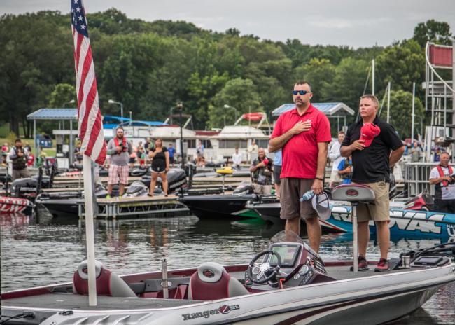 Anglers and staff alike saluted as the National Anthem played. 