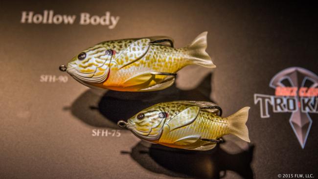 Voted best soft bait at ICAST 2015, the new Sunfish is an ultra-realistic take on a hollow weedless topwater. It's a smart idea, considering that most of the time frogs are used to mimic bream anyway, or at least to target bass that are feeding on bream. The company says it took three years to get the bait just right. A slightly curved underside with an upturned tail help it to glide as it walks - the company has a video of the bait sashaying side-to-side almost a foot. It comes in two sizes and in seven pumpkinseed shades and five bluegill shades. MSRP is $13.49 LIVETARGETLures.com