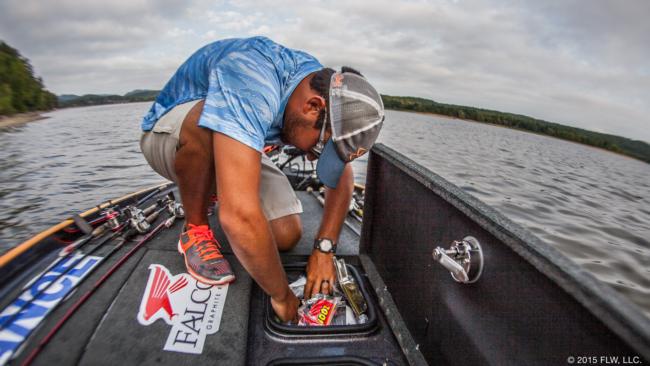 Digging for new tackle was a quick and infrequent task for Birge. Besides a few soft plastic changes, he already had on what he wanted almost all the time. 