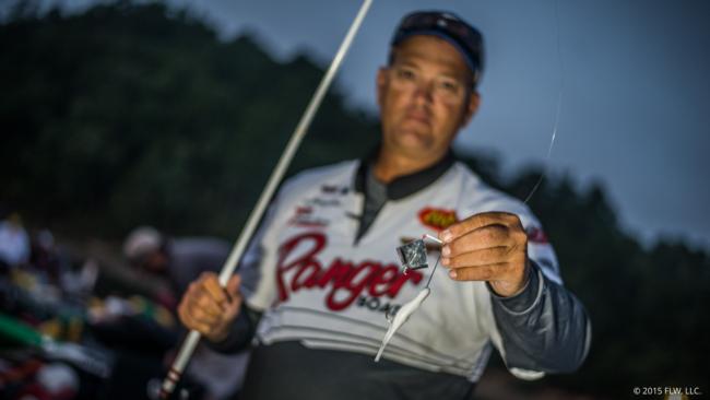 10. Carolina pro Chris Baumgardner worked a Hawg Caller spinnerbait and a Z-Man ChatterBait for fish keying on wood and mixed in a buzzbait rigged with a white or bubblegum Zoom Horny Toad for bank-oriented bass. 