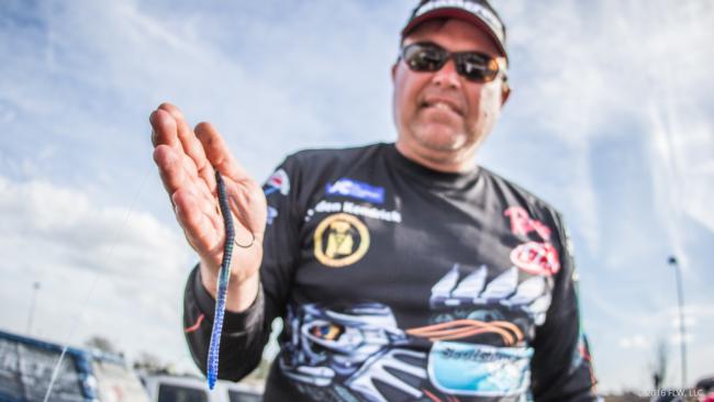 7. Jay Kendrick used an out-of-production worm from Gitem Baits in black and blue that he got from a friend. He only has three or four left in a plastic bag after this week's top-10 finish. Kendrick also used a green pumpkin Zoom Trick Worm. He Texas-rigged both worms with a 3/16-ounce weight and a 4/0 hook. 