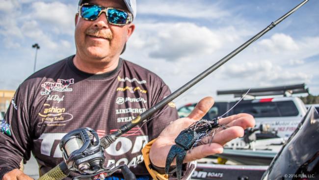 9. Rob Digh targeted staging fish with a 1/2-ounce black and blue Shooter jig with a Zoom Big Salty Chunk. Digh fished with a heavy-power Cashion rod, 7.3:1 Daiwa Zillion reel and 20-pound-test Izorline fluorocarbon. 