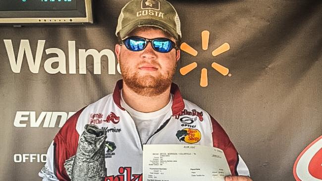 Co-angler Bryce Morrison of Collierville, Tenn.,  won the April 16 LBL Division event on Kentucky Lake with a 16-pound, 2-ounce limit and was awarded over $2,400 in prize money.