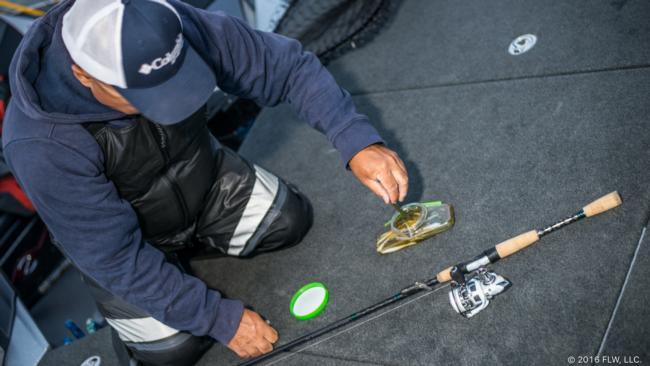 Bob Izumi banked another top 10 on 1000 Islands with a Gulp! Fry Worm on a drop-shot and a 2 1/2-inch Berkley PowerBait Power Tube thrown on a 1/2-ounce tube jig.