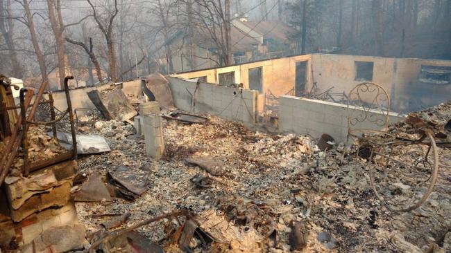 Tim Malone's house after the Gatlinburg fire.