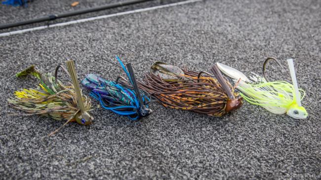 The four swim jigs that John Cox relies on for shallow-water success.