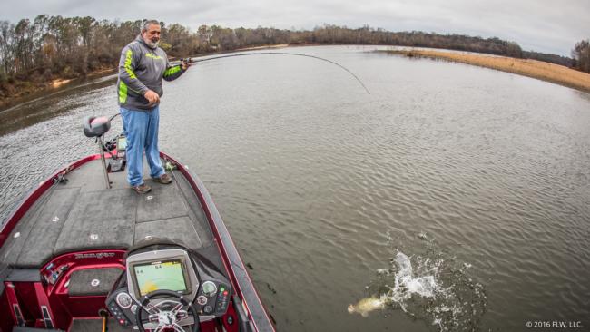 Jamie Horton chunks topwater all through the fall and early winter to target river-dwelling spotted bass.