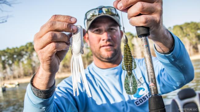 Finishing second, Jason Bonds caught his early fish on a Strike King Popping Perch in the ghost gill color and then bed-fished with a Strike King Rage Bug in the blue craw color.
